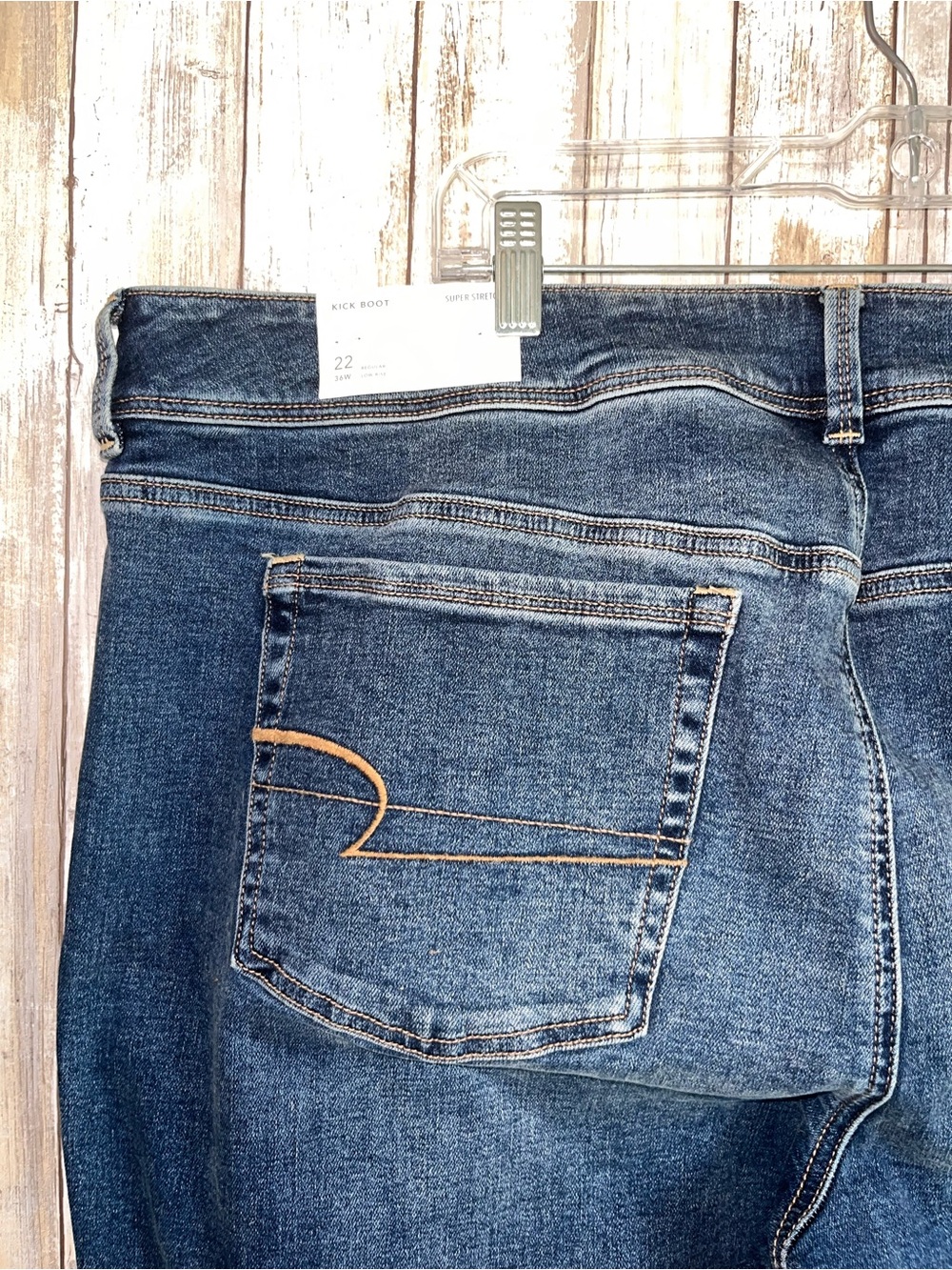 American Eagle Kick Boot Jeans Size 22 Low Rise Super Stretch Dark Wash NWT - Picture 5 of 6